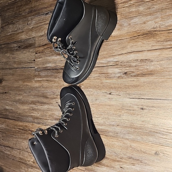 Womens Jeffrey Campbell Black Lace-Up Rain Boots Sz 9 - Picture 4 of 7